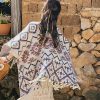 Bufanda Envolvente de Rayas Tibetana de Poliéster Tibetan Polyester Striped Shawl Wrap