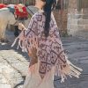 Bufanda Envolvente de Rayas Tibetana de Poliéster Tibetan Polyester Striped Shawl Wrap