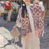 Bufanda Envolvente de Rayas Tibetana de Poliéster Tibetan Polyester Striped Shawl Wrap