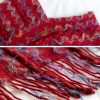Xale Tibetano Listrado com Borlas e Gola Tibetan Striped Pullover Tassel Shawl