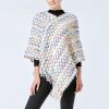 Xale Tibetano Listrado com Borlas e Gola Tibetan Striped Pullover Tassel Shawl
