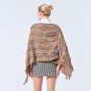 Xale Tibetano Listrado com Borlas e Gola Tibetan Striped Pullover Tassel Shawl