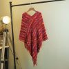 Xale Tibetano Listrado com Borlas e Gola Tibetan Striped Pullover Tassel Shawl