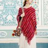 Xale Tibetano Listrado com Borlas e Gola Tibetan Striped Pullover Tassel Shawl