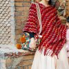 Xale Tibetano Listrado com Borlas e Gola Tibetan Striped Pullover Tassel Shawl