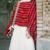 Xale Tibetano Listrado com Borlas e Gola Tibetan Striped Pullover Tassel Shawl