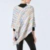 Xale Tibetano Listrado com Borlas e Gola Tibetan Striped Pullover Tassel Shawl