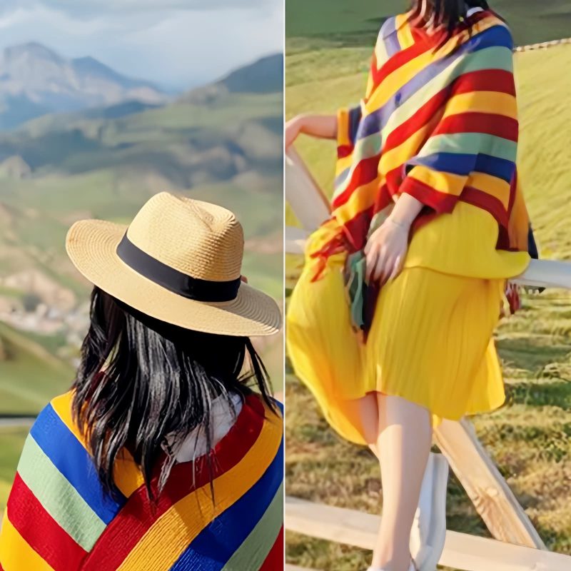 Xale Aconchegante de Viagem com Design de Borlas Tibetanas Tibetan Tassel Design Cozy Travel Shawl