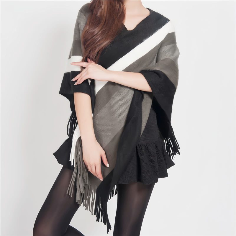 Xale Aconchegante de Viagem com Design de Borlas Tibetanas Tibetan Tassel Design Cozy Travel Shawl