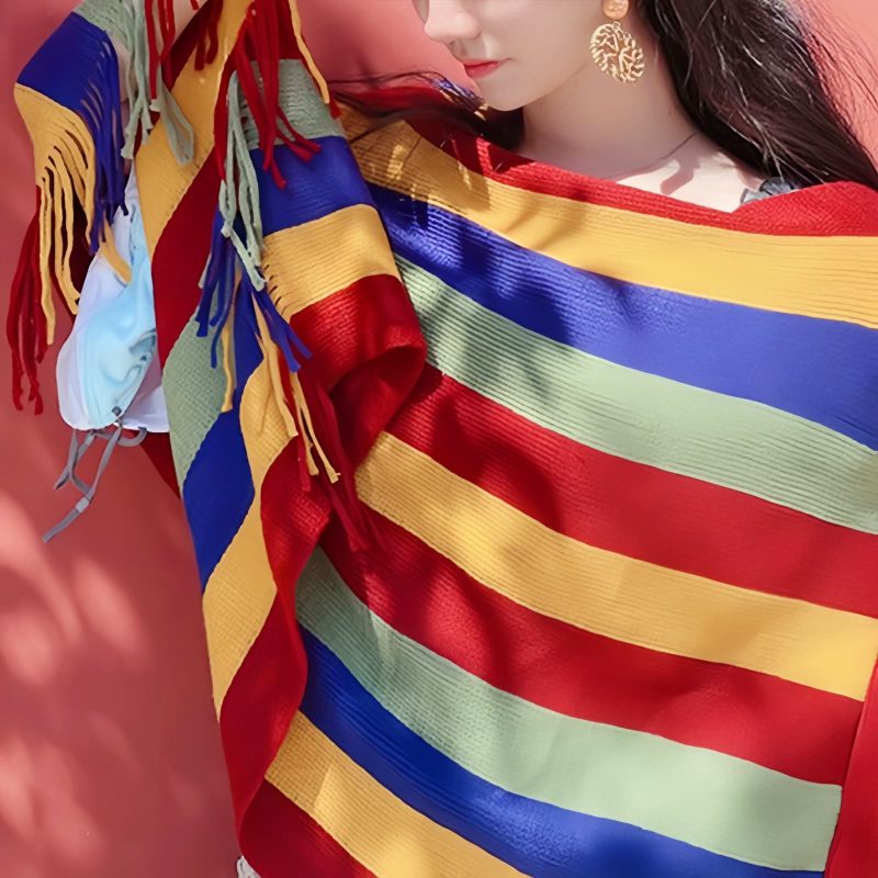 Xale Aconchegante de Viagem com Design de Borlas Tibetanas Tibetan Tassel Design Cozy Travel Shawl