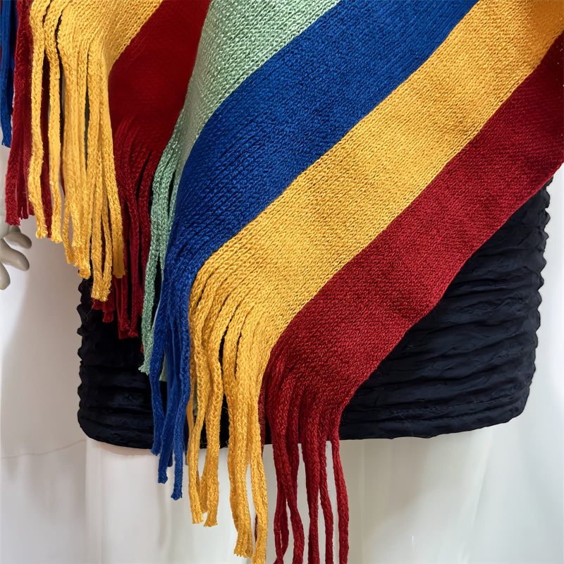Xale Aconchegante de Viagem com Design de Borlas Tibetanas Tibetan Tassel Design Cozy Travel Shawl