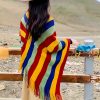 Xale Aconchegante de Viagem com Design de Borlas Tibetanas Tibetan Tassel Design Cozy Travel Shawl