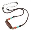 Collar de Protección con Cuenta Dzi de Tres Ojos Tibetana Tibetan Three-Eye Dzi Bead Protection Necklace