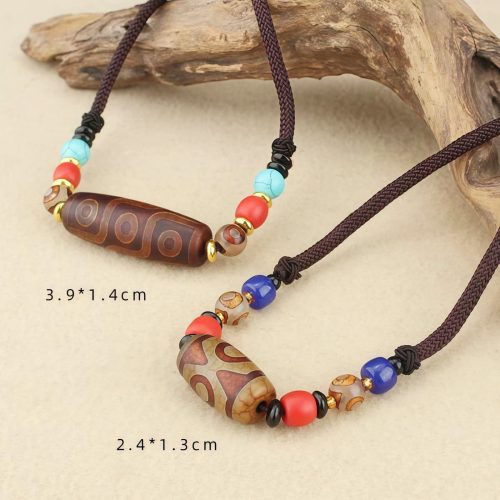 Collar de Protección con Cuenta Dzi de Tres Ojos Tibetana Collar de Protección con Cuenta Dzi de Tres Ojos Tibetana