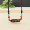 Collar de Protección con Cuenta Dzi de Tres Ojos Tibetana Tibetan Three-Eye Dzi Bead Protection Necklace