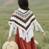 Chal de Borlas con Rayas Triangulares Tibetanas Tibetan Triangular Striped Tassel Shawl
