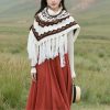 Chal de Borlas con Rayas Triangulares Tibetanas Tibetan Triangular Striped Tassel Shawl