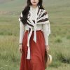 Chal de Borlas con Rayas Triangulares Tibetanas Tibetan Triangular Striped Tassel Shawl