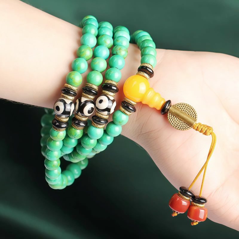Collar de Mala de Turquesa Tibetana para el Equilibrio Tibetan Turquoise Mala Balance Necklace