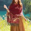 Chale con Estampado de Hojas de Vid Tibetano Tibetan Vine Leaves Pattern Shawl