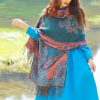 Chale con Estampado de Hojas de Vid Tibetano Tibetan Vine Leaves Pattern Shawl