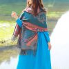 Chale con Estampado de Hojas de Vid Tibetano Tibetan Vine Leaves Pattern Shawl