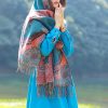 Chale con Estampado de Hojas de Vid Tibetano Tibetan Vine Leaves Pattern Shawl