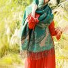Chale con Estampado de Hojas de Vid Tibetano Tibetan Vine Leaves Pattern Shawl