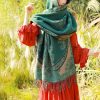 Chale con Estampado de Hojas de Vid Tibetano Tibetan Vine Leaves Pattern Shawl