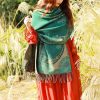 Chale con Estampado de Hojas de Vid Tibetano Tibetan Vine Leaves Pattern Shawl
