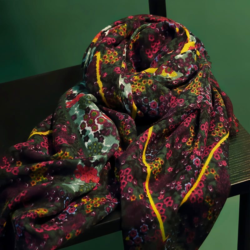 Chal envolvente con estampado floral tibetano vintage Tibetan Vintage Floral Pattern Shawl Wrap