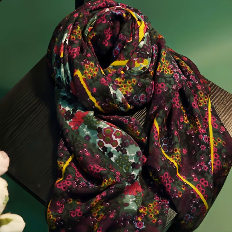 Chal envolvente con estampado floral tibetano vintage Tibetan Vintage Floral Pattern Shawl Wrap