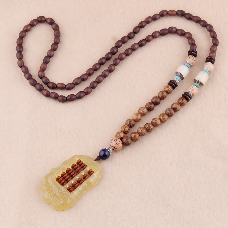 Tibetanische Wengeholz-Bodhi-Samen-Achat-Halskette Tibetan Wenge Wood Bodhi Seed Agate Necklace