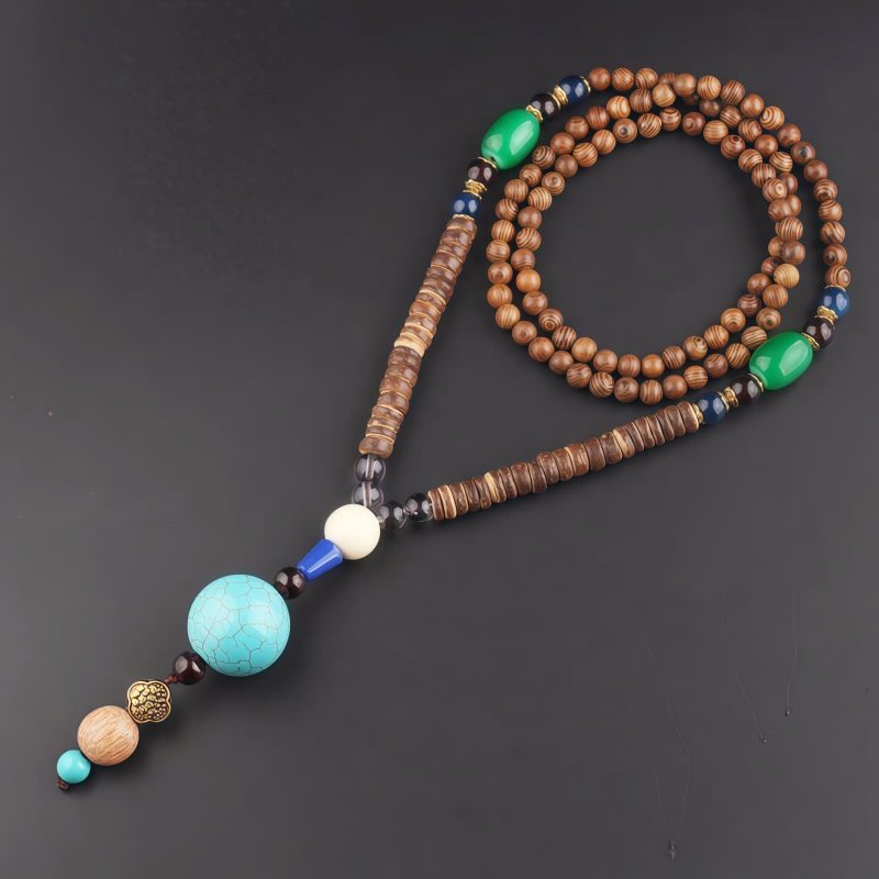 Tibetanische Wengeholz-Bodhi-Samen-Achat-Halskette Tibetan Wenge Wood Bodhi Seed Agate Necklace