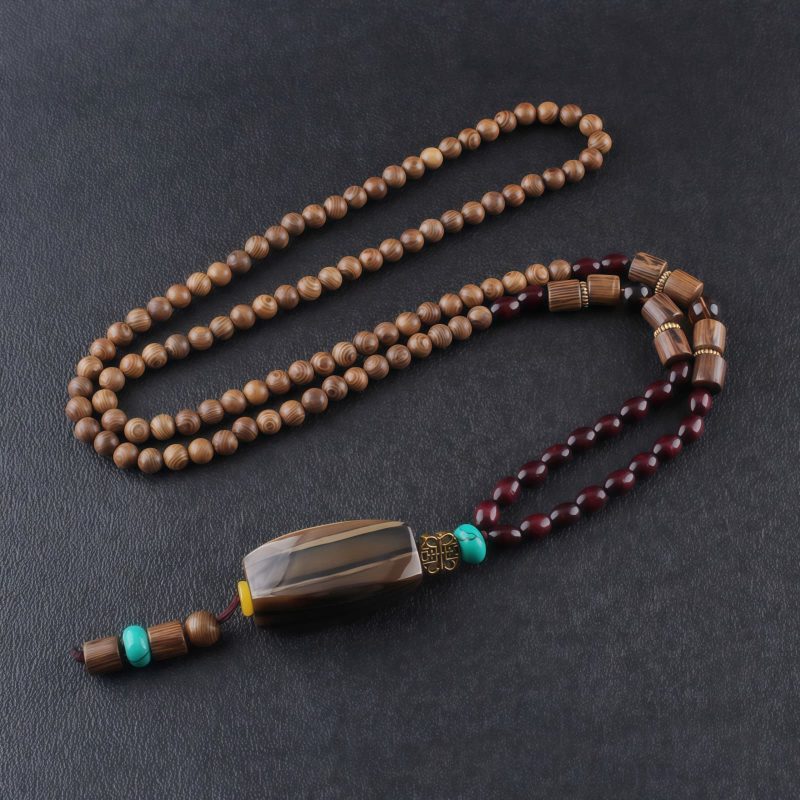 Tibetanische Wengeholz-Bodhi-Samen-Achat-Halskette Tibetan Wenge Wood Bodhi Seed Agate Necklace