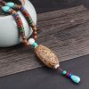 Tibetanische Wengeholz-Bodhi-Samen-Achat-Halskette Tibetan Wenge Wood Bodhi Seed Agate Necklace