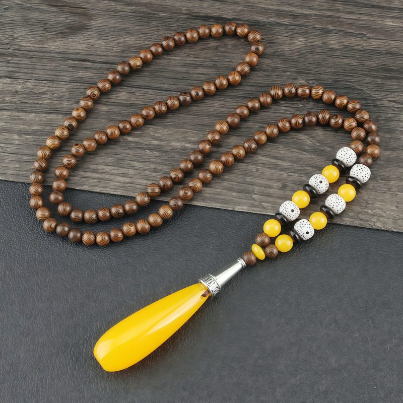 Tibetanische Wengeholz-Bodhi-Samen-Achat-Halskette Tibetan Wenge Wood Bodhi Seed Agate Necklace