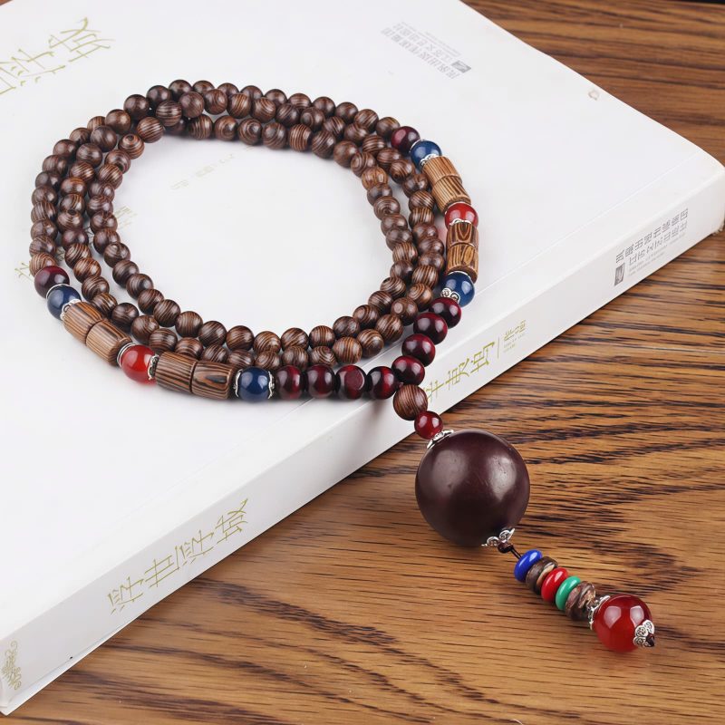 Tibetanische Wengeholz-Bodhi-Samen-Achat-Halskette Tibetan Wenge Wood Bodhi Seed Agate Necklace