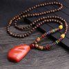 Tibetanische Wengeholz-Bodhi-Samen-Achat-Halskette Tibetan Wenge Wood Bodhi Seed Agate Necklace