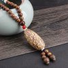 Tibetanische Wengeholz-Bodhi-Samen-Achat-Halskette Tibetan Wenge Wood Bodhi Seed Agate Necklace