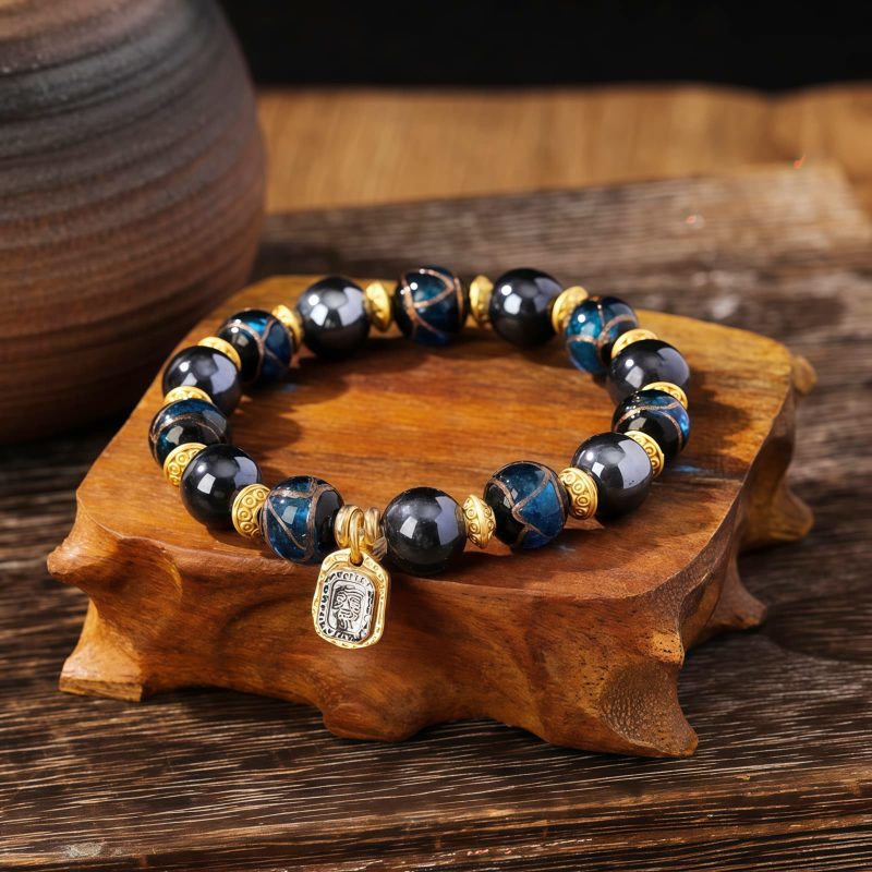 Pulsera de la Diosa de la Riqueza Zakiram Tibetana de Vidrio Liuli Tibetan Zakiram Goddess of Wealth Liuli Glass Luck Bracelet