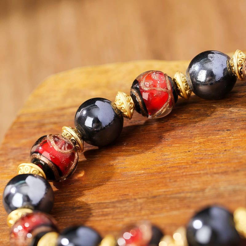 Pulsera de la Diosa de la Riqueza Zakiram Tibetana de Vidrio Liuli Tibetan Zakiram Goddess of Wealth Liuli Glass Luck Bracelet