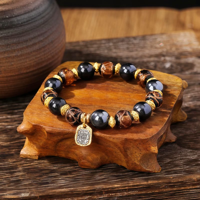 Pulsera de la Diosa de la Riqueza Zakiram Tibetana de Vidrio Liuli Tibetan Zakiram Goddess of Wealth Liuli Glass Luck Bracelet