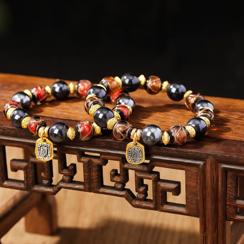 Pulsera de la Diosa de la Riqueza Zakiram Tibetana de Vidrio Liuli Tibetan Zakiram Goddess of Wealth Liuli Glass Luck Bracelet