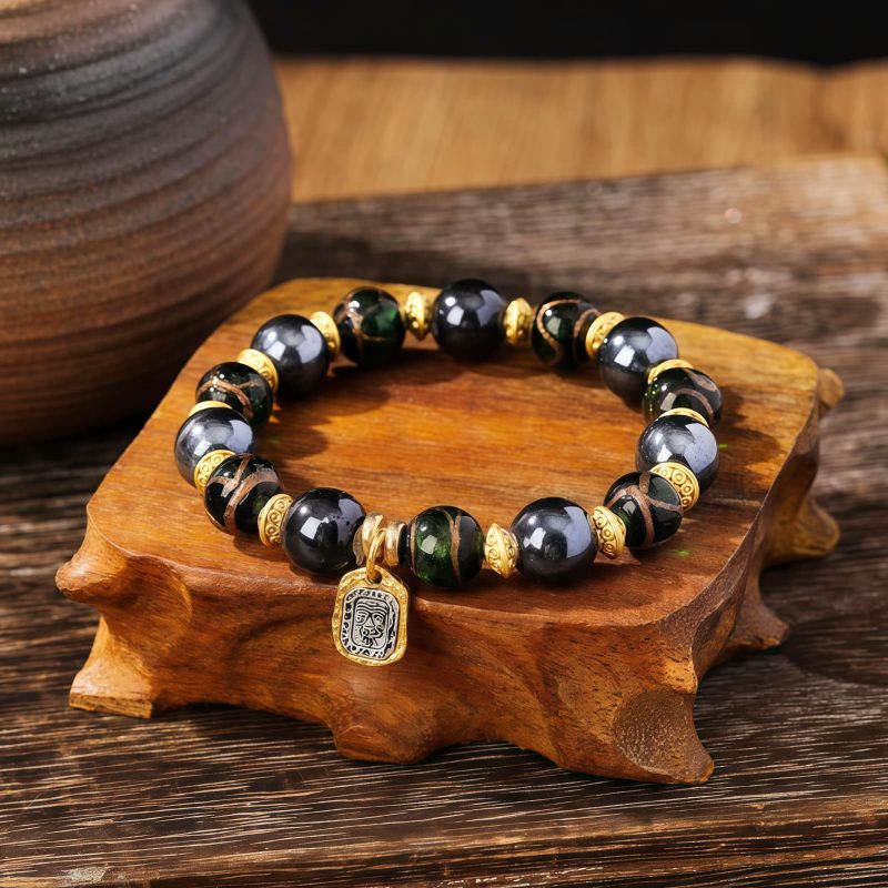 Pulsera de la Diosa de la Riqueza Zakiram Tibetana de Vidrio Liuli Tibetan Zakiram Goddess of Wealth Liuli Glass Luck Bracelet