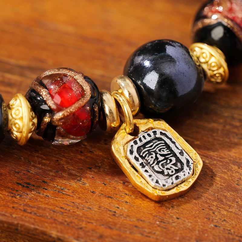 Pulsera de la Diosa de la Riqueza Zakiram Tibetana de Vidrio Liuli Tibetan Zakiram Goddess of Wealth Liuli Glass Luck Bracelet