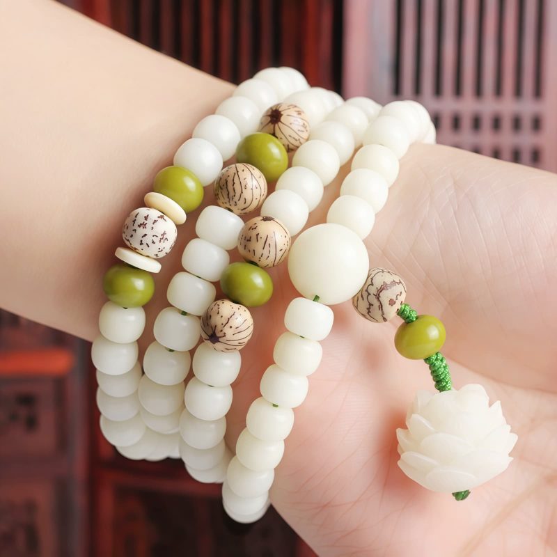 Gelang Harmoni Bodhi Jade Putih White Jade Bodhi Harmony Bracelet