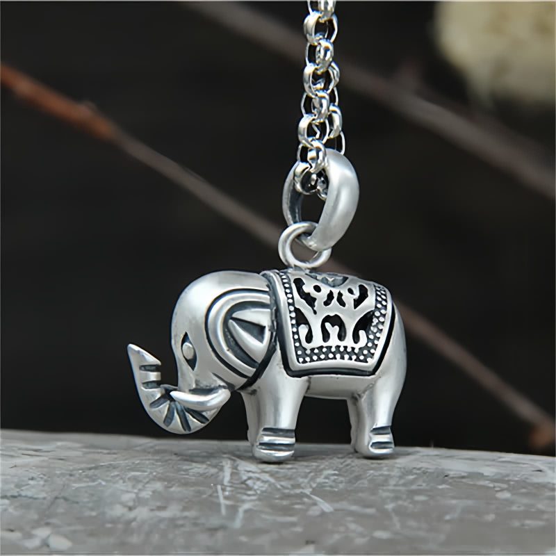 Collar con colgante de elefante de plata 990: símbolo de fuerza 990 Silver Elephant Strength Necklace Pendant