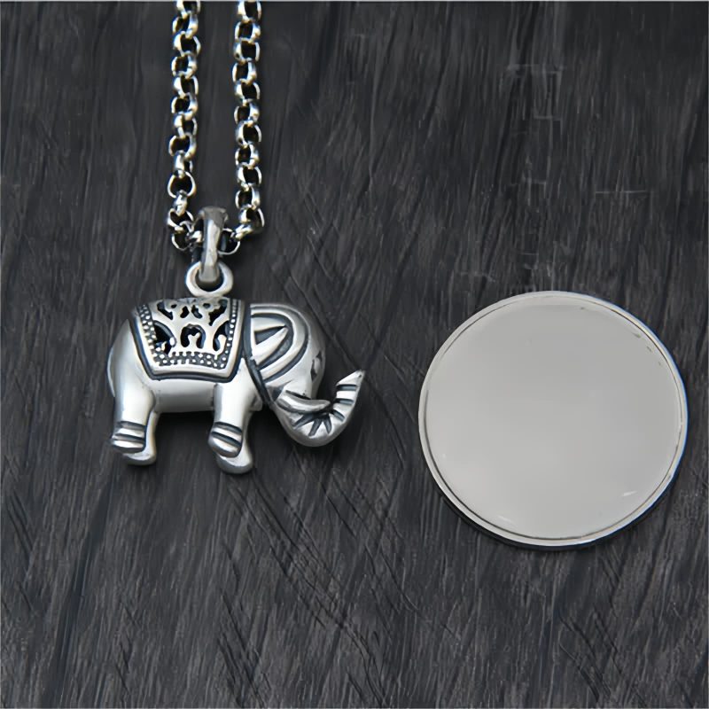 Collar con colgante de elefante de plata 990: símbolo de fuerza 990 Silver Elephant Strength Necklace Pendant