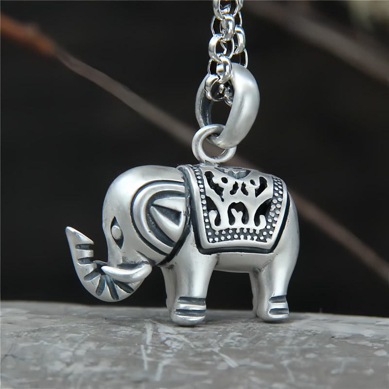 Collar con colgante de elefante de plata 990: símbolo de fuerza 990 Silver Elephant Strength Necklace Pendant